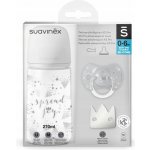 Suavinex sada + dudlík fyziologický klip Joy stříbrná sada +dudlík stříbrná 270ml – Sleviste.cz