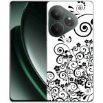 mmCase gelový na Realme GT 6 5G/GT 6T 5G černobílé květinové vzory – Zboží Živě