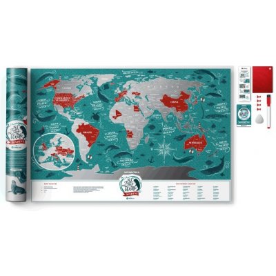 Travel Map dodavatel nástěnná mapa Svět stírací Marine (Scratch map of World) – Zboží Dáma