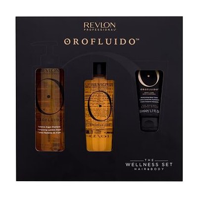 Revlon Professional Orofluido The Wellness Set : olej na vlasy Orofluido Elixir 100 ml + šampon Orofluido Shampoo 240 ml + tělový krém Orofluido Moisturizing Body Cream 50 ml – Zbozi.Blesk.cz
