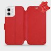 Pouzdro a kryt na mobilní telefon Apple Pouzdro Mobiwear parádní flip Apple iPhone 12 - Červené - kožené