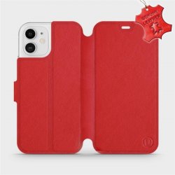 Pouzdro Mobiwear parádní flip Apple iPhone 12 - Červené - kožené