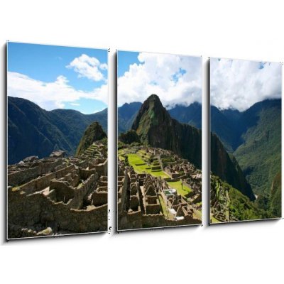 Obraz 3D třídílný - 90 x 50 cm - Machu Picchu Top View Pohled shora na Machu Picchu