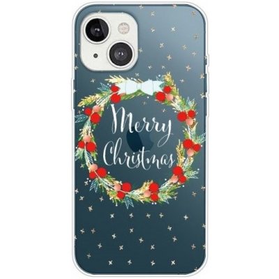 Pouzdro AppleKing transparentní z měkkého plastu iPhone 13 mini - vánoční věnec – Zboží Mobilmania