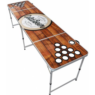 BeerCup Backspin Beer Pong, stůl, sada, dřevěný, přihrádka na led, 6 míčků