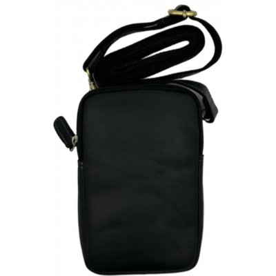 Kožená pánská taška na mobil přes rameno se svislým zipem vzadu černá 829-2 – Zboží Živě