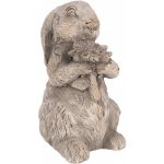 Šedá antik cementová dekorace králík s květinou 10*9*15 cm – Hledejceny.cz