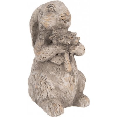 Šedá antik cementová dekorace králík s květinou 10*9*15 cm – Hledejceny.cz
