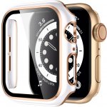 AW Lesklé prémiové ochranné pouzdro s tvrzeným sklem pro Apple Watch Velikost sklíčka: 42mm, Barva: Bílé tělo / zlatý obrys IR-AWCASE036