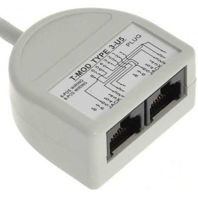 Rozdvojka počítač/počítač 2 x RJ45 UTP T-MOD 3-U5