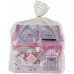 Pokladnička domeček jednorožec plechová se zámkem 11x9cm růžová – Zboží Dáma