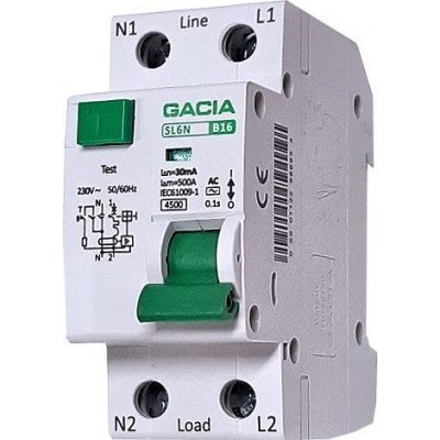 Gaica SL6N typ AC /B16A/30mA/1P+N/6kA – HobbyKompas.cz