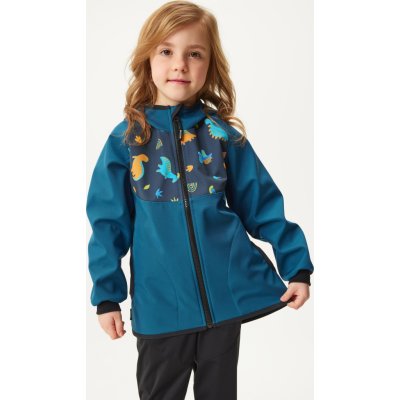 UNUO Dětská softshellová bunda bez zateplení Basic Kobaltová Dinosauři – Zbozi.Blesk.cz