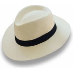 Krumlovanka letní klobouk Fedora v Panama stylu s černou stuhou P-441123/55 krémový – Zboží Dáma