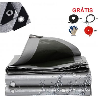 ShopJK KRYCÍ plachta STŘÍBRNO ČERNÁ 5 x 8 M 260 g/m² – HobbyKompas.cz