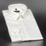 Anrede pánská luxusní košile dlouhý rukáv slim fit 7070 ES ecru s rypsovým vzorem – Sleviste.cz