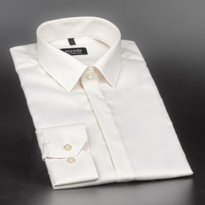 Anrede pánská luxusní košile dlouhý rukáv slim fit 7070 ES ecru s rypsovým vzorem – Sleviste.cz