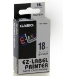 Casio XR-18SR1, 18mm x 8m, černý tisk/stříbrný podklad, originální páska – Hledejceny.cz