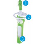 MaM Massaging Brush dětský zubní kartáček s bezpečnostním krytem Zelený – Sleviste.cz