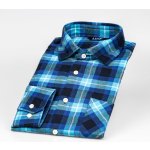 Luiz Bruno 174 pánská flanelová košile dlouhý rukáv regular fit modro-tyrkysové káro – Zboží Dáma