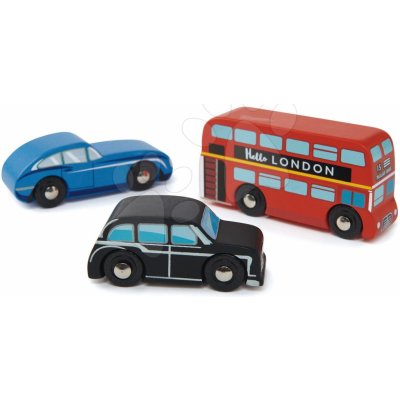 Tender Leaf Toys Drevené mestské autá London Car Set London bus vintage Jaguar London taxi 11*12*6 cm TL8354