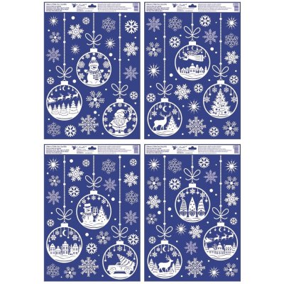 Anděl Přerov Okenní fólie bílé baňky s glitry 35 x 50 cm – Hledejceny.cz