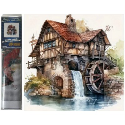 Norimpex Diamantový obrázek Domek s mlýnem 30 x 40 cm 2000156 – Sleviste.cz