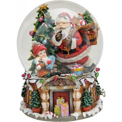 Home of Christmas Sněhová koule s hrací skřínkou Santa s dárky 20 cm – Hledejceny.cz