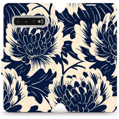 Mobiwear - Samsung Galaxy S10 - VA40S Modré a béžové květy