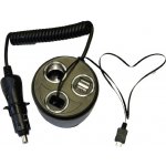Autorozdvojka+nabíječka 12V, 2 x USB + 1 x mini USB, 10A