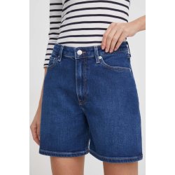 Tommy Hilfiger Džínové šortky dámské hladké high waist WW0WW41320 tmavomodrá