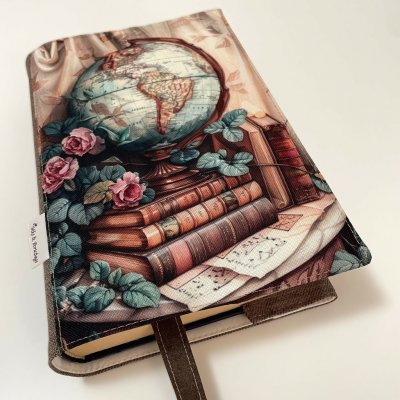 Mks & Porizbags Látkový obal na knihu glóbus a staré knihy ve vintage stylu – Sleviste.cz
