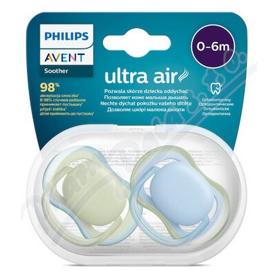 Philips Avent šidítko Ultra air chlapec 2 ks bílá modrá – Zboží Mobilmania