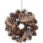 MagicHome Vianoce Věnec MagicHome Vánoce krémový se stuhou 30 x 8 cm – Zboží Mobilmania