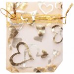 Nefertitis Dárkový sáček organza 7 x 9 cm zlatý se srdíčky NF16254 - 7 x 9 cm – Zboží Živě