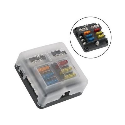 Distribuční blok - 6 pojistek, kladný i záporný pól /pojistkový držák/ – Hledejceny.cz