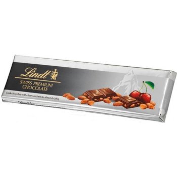 Lindt Silver hořká čokoláda s višněmi a mandlemi 300 g