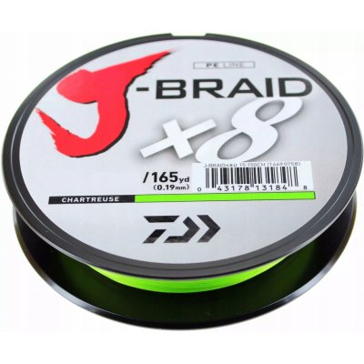 Daiwa J-Braid X8 chartrouse 150m 0,20mm 13kg – Zboží Mobilmania