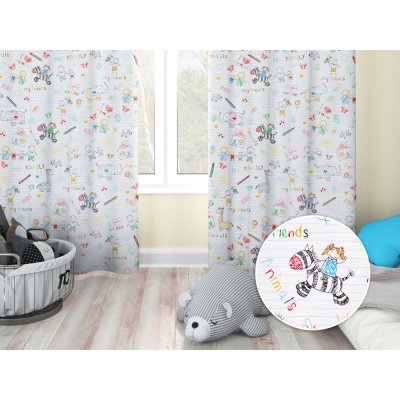 Biante Dětský bavlněný závěs Sandra SA-041 Barevné omalovánky 150x210 cm – Zboží Mobilmania