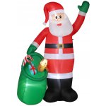 Outsunny Nafukovací Santa Claus Outsunny, 275 cm, s pytlem a medvědem, vánoční dekorace s integrovanými LED světly – Hledejceny.cz