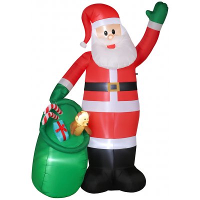 Outsunny Nafukovací Santa Claus Outsunny, 275 cm, s pytlem a medvědem, vánoční dekorace s integrovanými LED světly – Hledejceny.cz