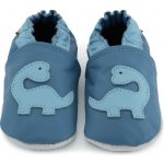 Carozoo kožené capáčky s koženou podrážkou dino na modré modrá – Zboží Dáma