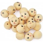 Dřevěné korálky hlavičky - obličej, průměr 2,2 cm, 20 ks – Zboží Mobilmania