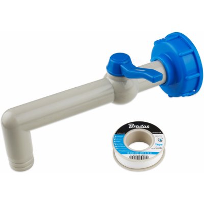 Bradas Sada pro kontejner na vodu IBC, kohoutek 90° s připojením IBCS60x6 pro hadice 1" a PTFE páskou BR-IBCS60-GTM903419 – HobbyKompas.cz