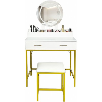 Aga toaletní stolek se zrcadlem a osvětlením matný bílý MRDT24 – Zboží Dáma