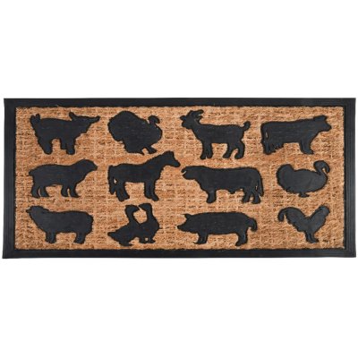 ESSCHERT DESIGN Gumová "BEST FOR BOOTS" s kokosovým vláknem Zvířátka z farmy přírodní s černou 76 x 45 cm – Zboží Dáma