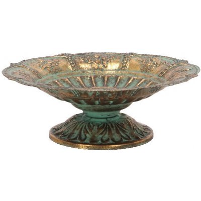 Esschert Design Koupel pítko pro ptáčky Aged Metal 23 x 8 cm kov zlatá tyrkys patina – Hledejceny.cz