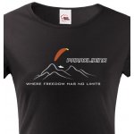 Dámské tričko Paragliding Where freedom has no limits Černá – Hledejceny.cz