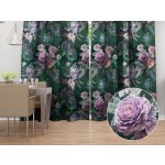 Biante Dekorační závěs Parma PM-114 Fialové květy na tmavě zeleném 145x190 cm – Hledejceny.cz