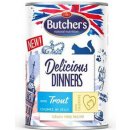 Krmivo pro kočky Butcher's Delicious Dinners kawałki z pstrągiem w galaretce 400 g